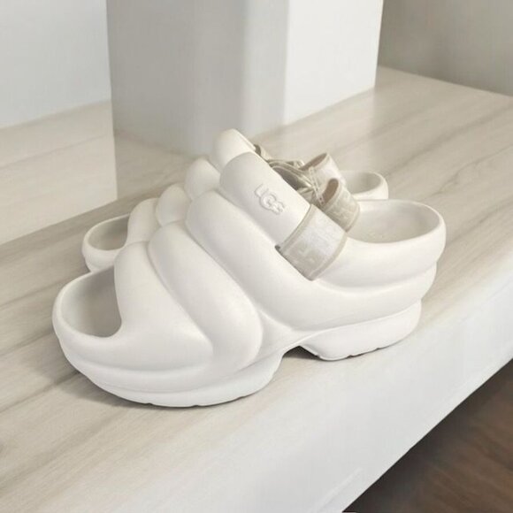 NWT UGG Aww Yeah Eva Platform Slide Sandals Bright White Size 10 - Picture 9 of 11